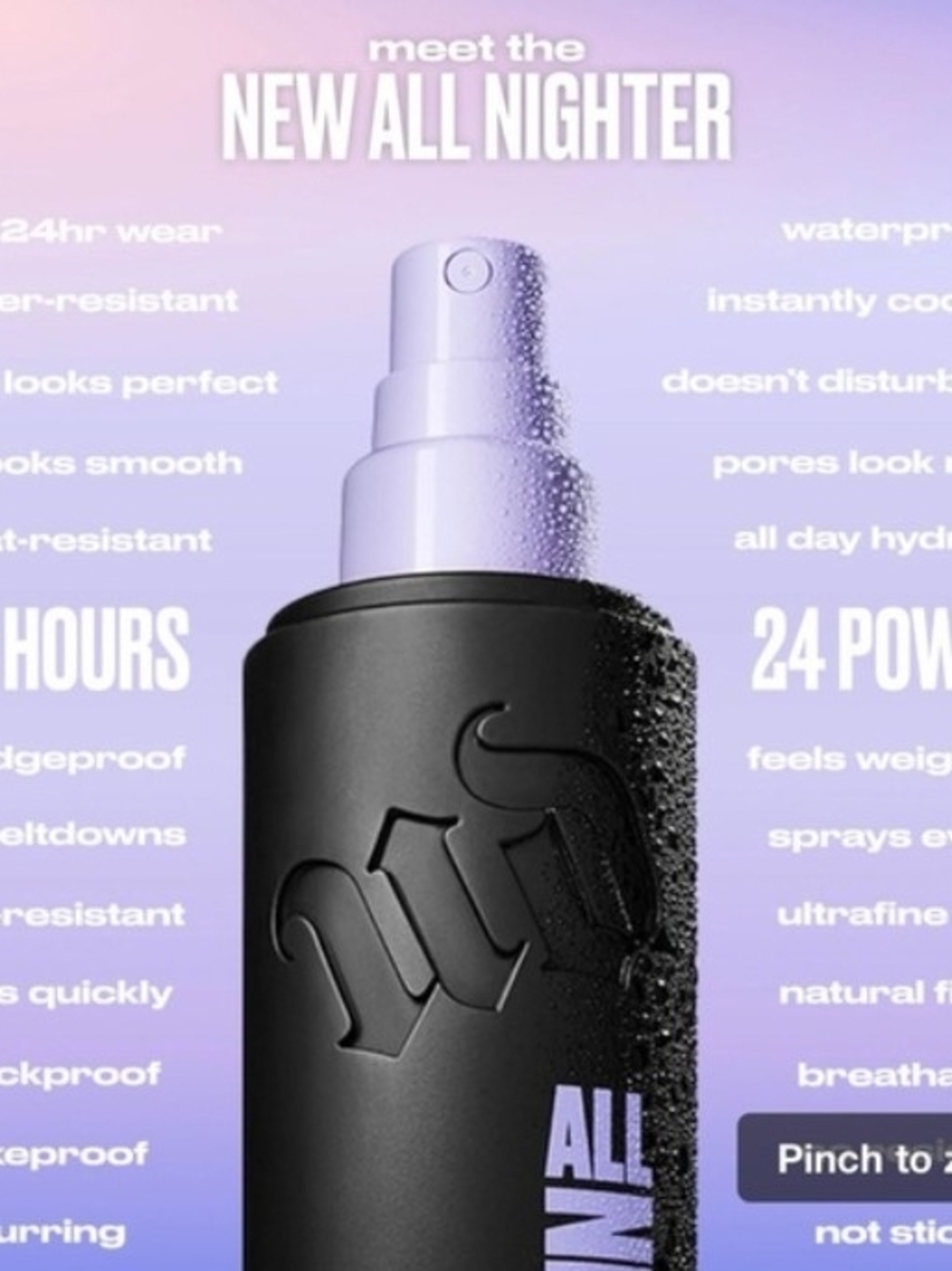 Urban Decay All Nighter Setting Spray Mini - Lavender & Black - Picture 3 of 3